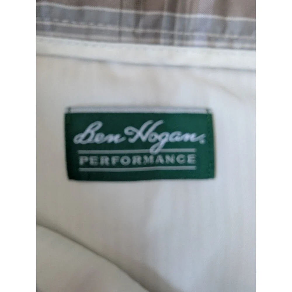 Ben Hogan Performance Shorts Men's Size 36 Beige Plaid Pockets Athleisure Golf